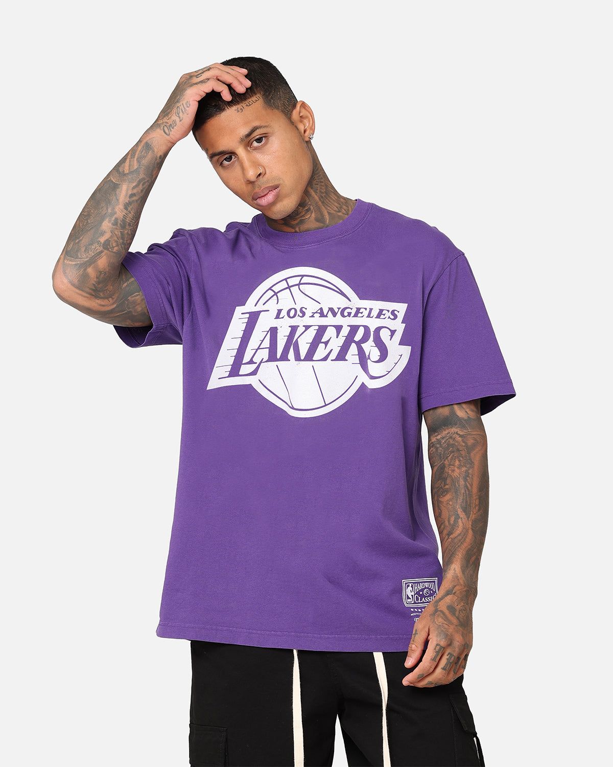 Mitchell & Ness Los Angeles Lakers XL Logo One Colour T-Shirt Faded Purple sold by Culture Kings