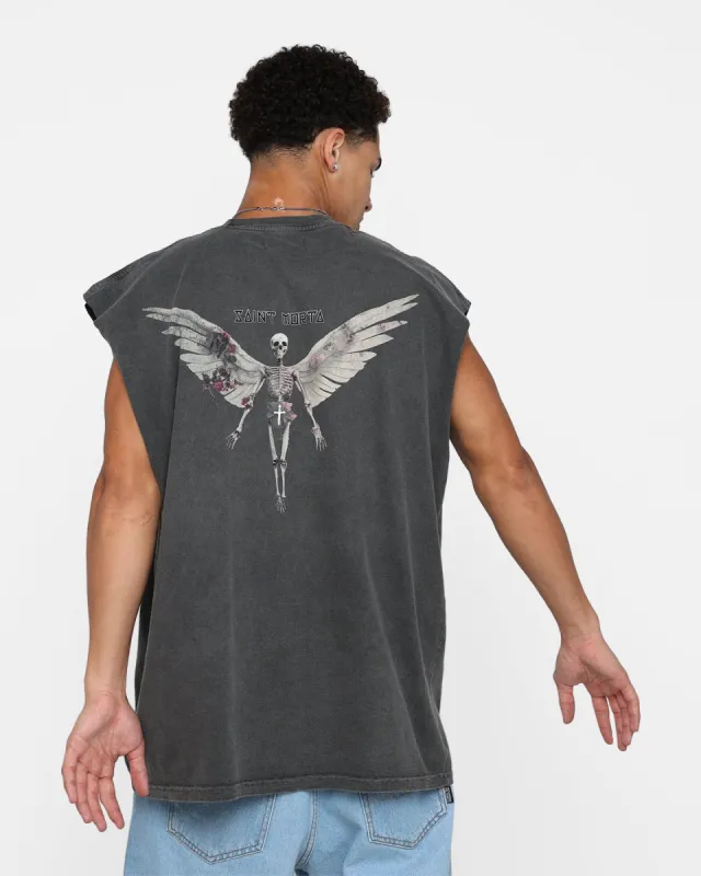 Saint Morta Momento Mori Muscle T-Shirt Black Wash sold by Culture Kings