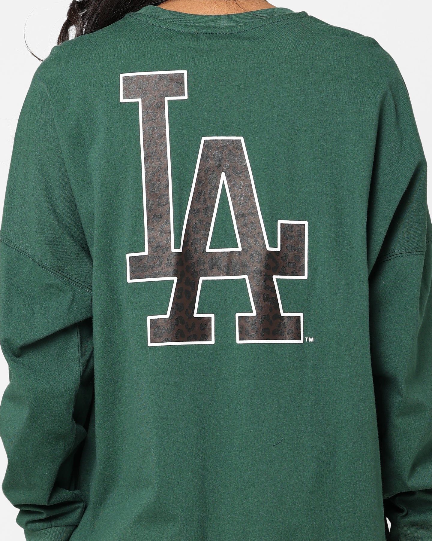 Majestic Athletic Women's Los Angeles Dodgers Animal Oversized Hiri Long Sleeve T-Shirt Dark Cedar sold by Culture Kings product image thumbnail 5