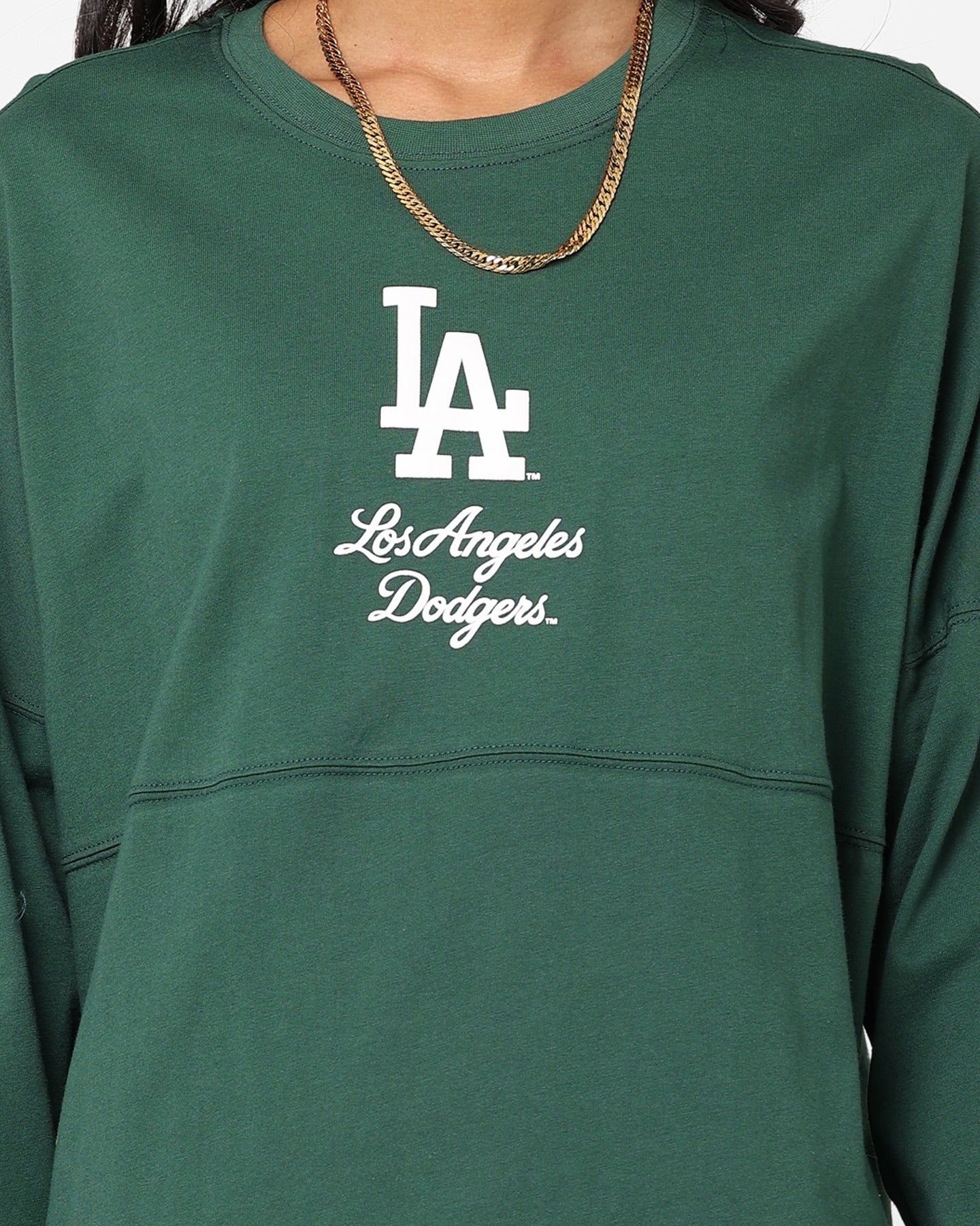 Majestic Athletic Women's Los Angeles Dodgers Animal Oversized Hiri Long Sleeve T-Shirt Dark Cedar sold by Culture Kings product image thumbnail 4