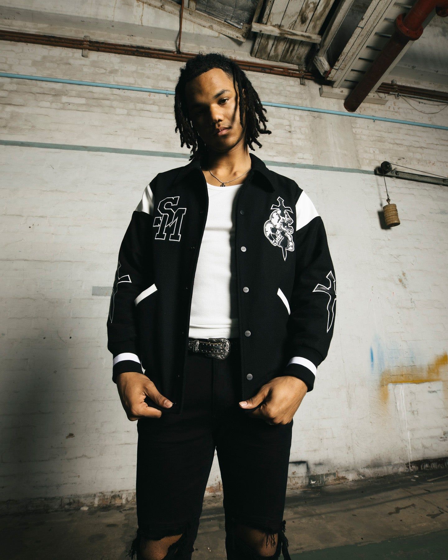Saint Morta La Rambla Varsity Jacket Black/White sold by Culture Kings