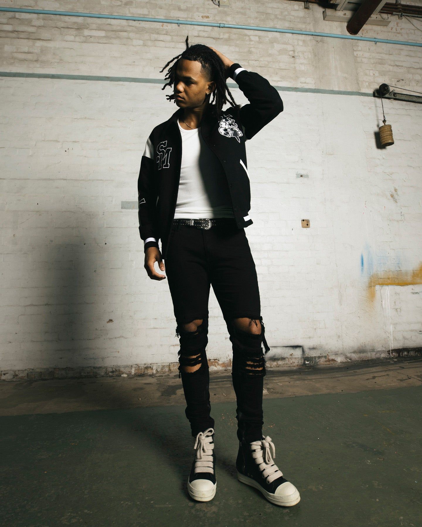 Saint Morta La Rambla Varsity Jacket Black/White sold by Culture Kings product image thumbnail 3