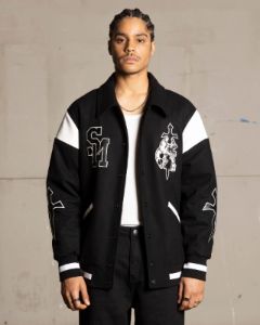 Saint Morta La Rambla Varsity Jacket Black/White sold by Culture Kings