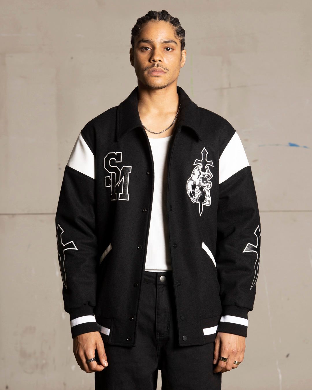 Saint Morta La Rambla Varsity Jacket Black/White sold by Culture Kings product image thumbnail 2