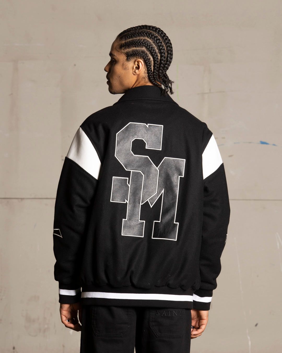 Saint Morta La Rambla Varsity Jacket Black/White sold by Culture Kings product image thumbnail 4