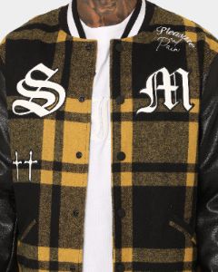 Saint Morta Graveyard Plaid Varsity Jacket Black/Yellow sold by Culture Kings