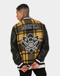 Saint Morta Graveyard Plaid Varsity Jacket Black/Yellow sold by Culture Kings