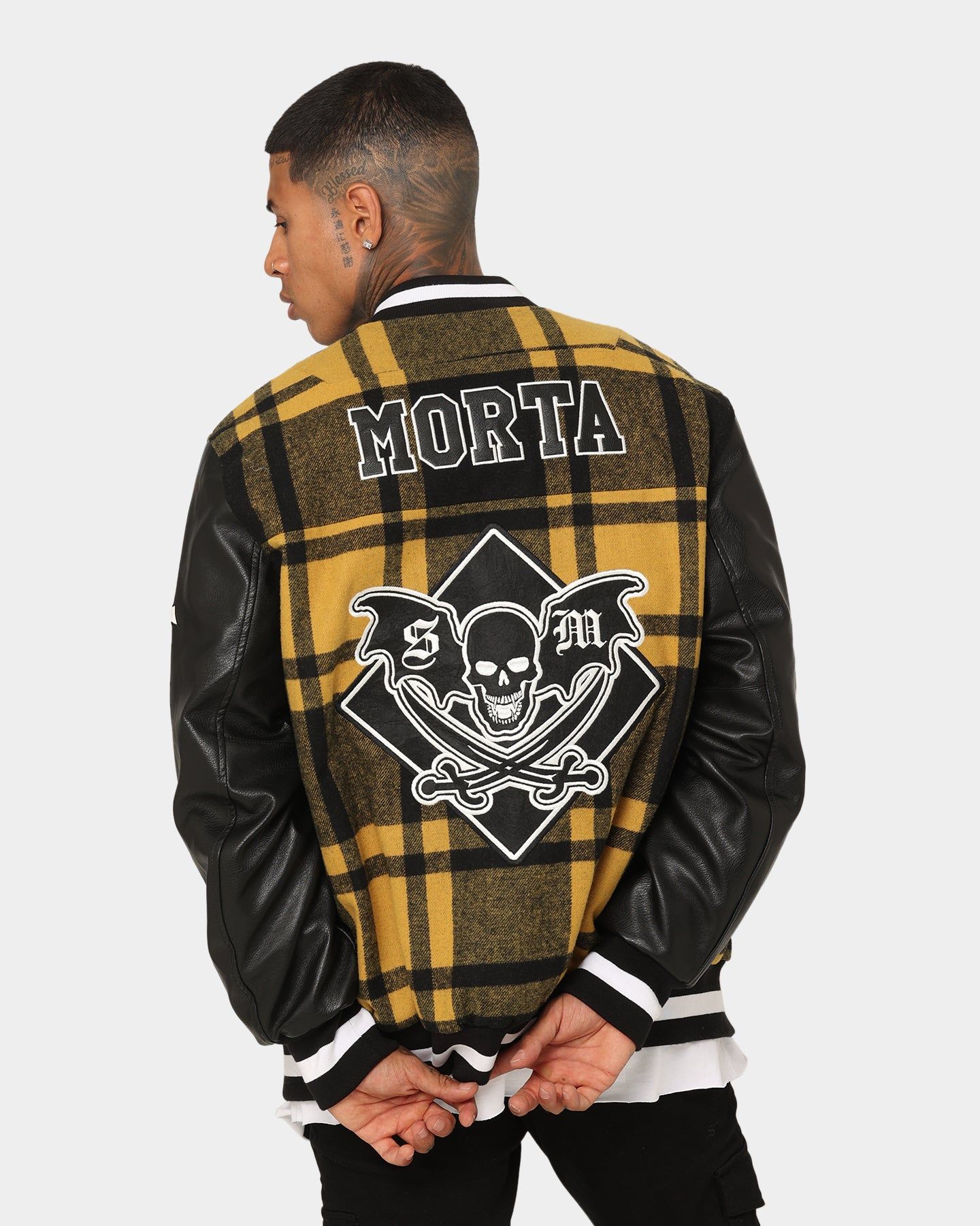 Saint Morta Graveyard Plaid Varsity Jacket Black/Yellow sold by Culture Kings product image thumbnail 2