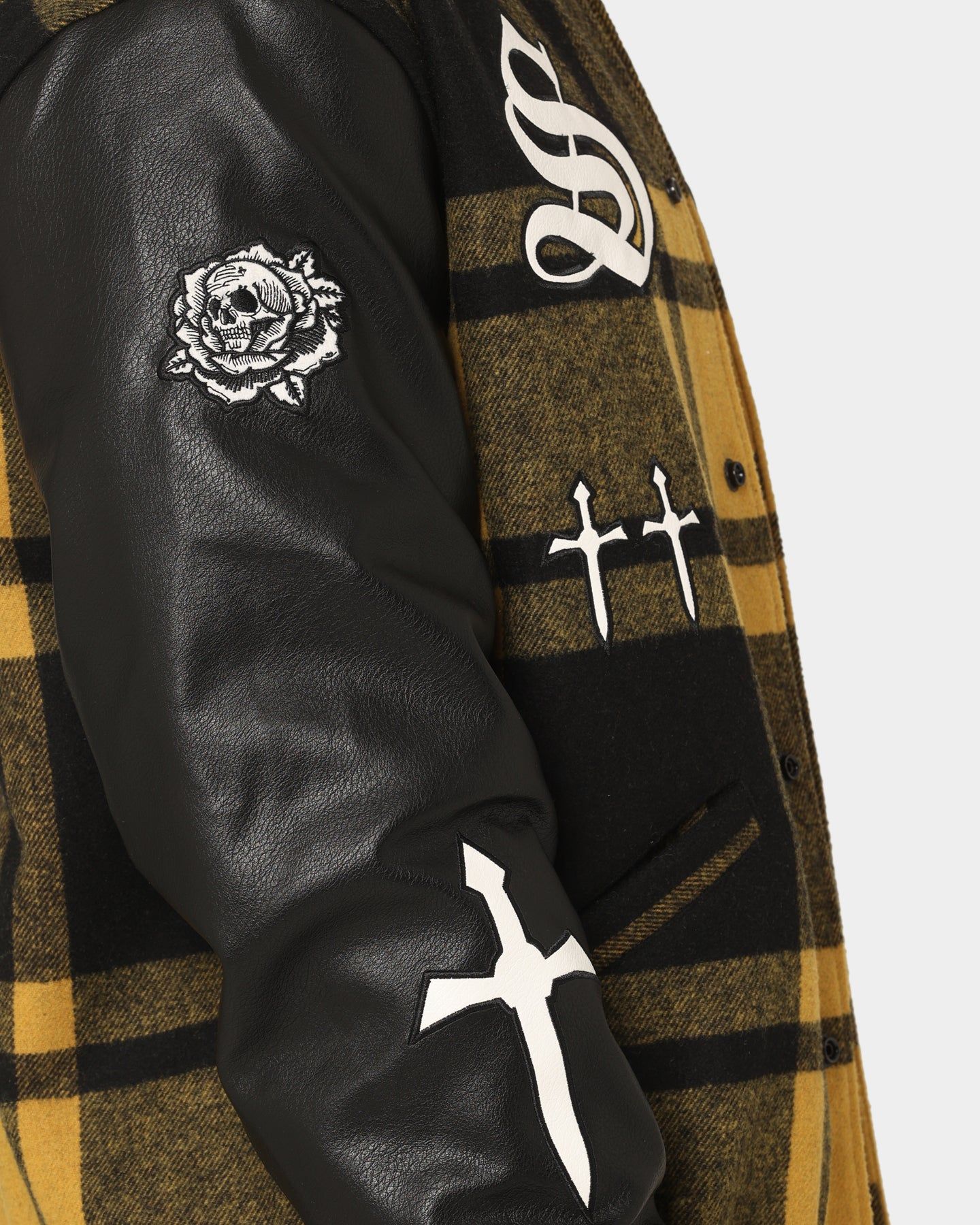Saint Morta Graveyard Plaid Varsity Jacket Black/Yellow sold by Culture Kings product image thumbnail 9