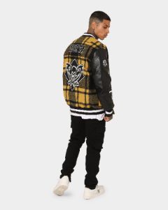 Saint Morta Graveyard Plaid Varsity Jacket Black/Yellow sold by Culture Kings