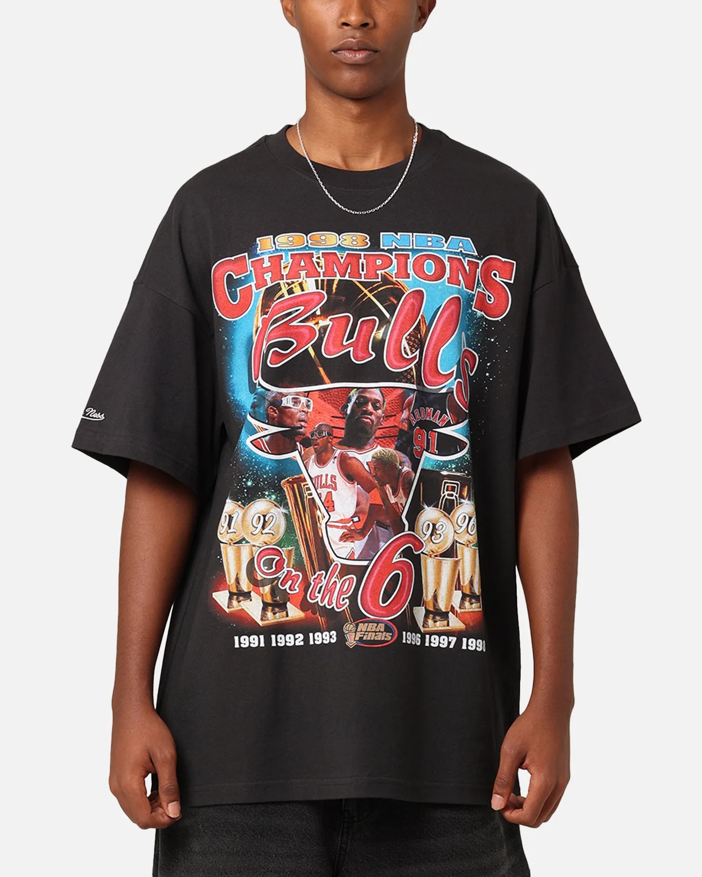 Mitchell & Ness Chicago Bulls On The 6 Champ T-Shirt Faded Black sold by Culture Kings