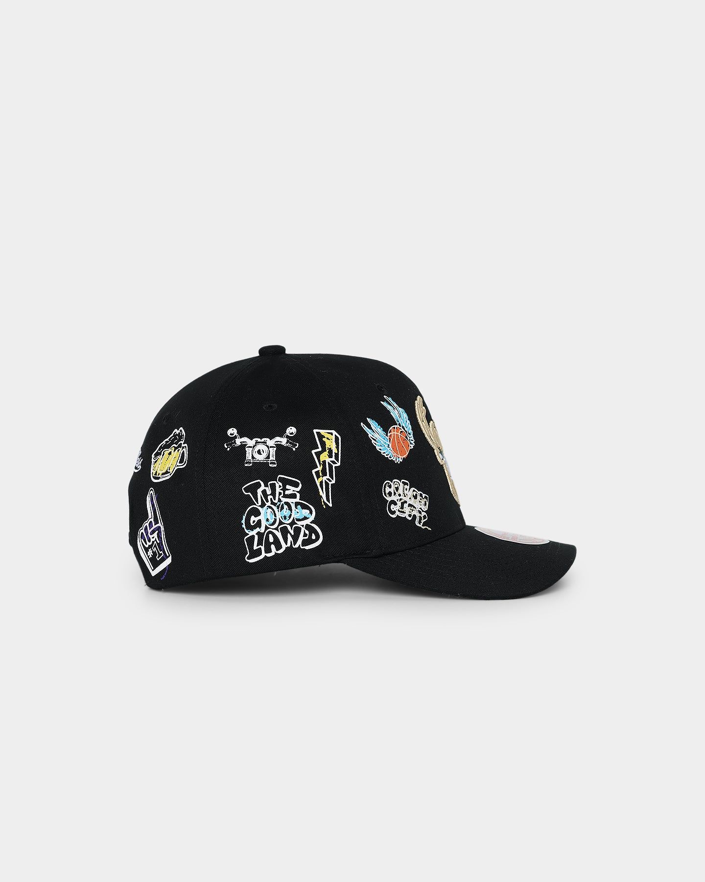 Mitchell & Ness Milwaukee Bucks 'Hand Drawn Doodle' Pro Crown Snapback Black sold by Culture Kings product image thumbnail 5