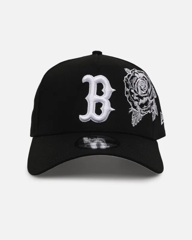 New Era Boston Red Sox 'Ornate Rose' 9FORTY A-Frame Snapback Black/White sold by Culture Kings