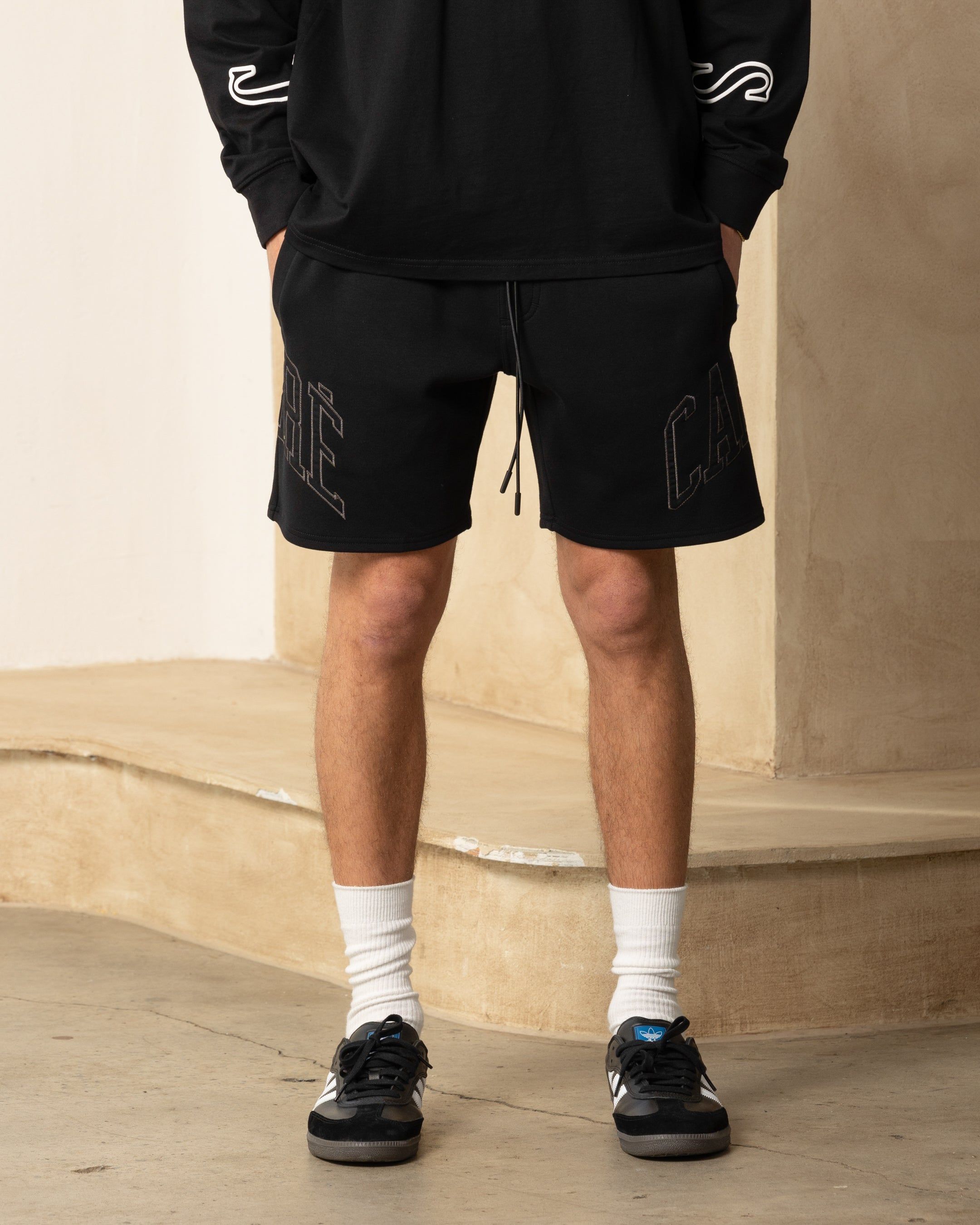Carre Double Arch Sweat Shorts Black sold by Culture Kings