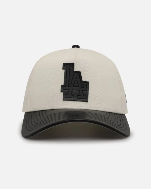 New Era Los Angeles Dodgers 'Leather Visor' 9FORTY A-Frame Snapback Chrome White/Black sold by Culture Kings