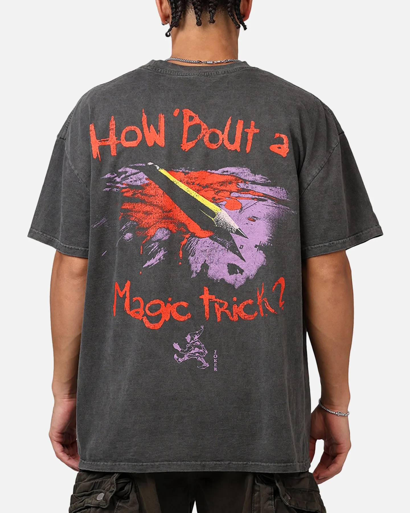 American Thrift X DC Batman The Joker Magic Trick Heavyweight T-Shirt Black Wash sold by Culture Kings product image thumbnail 2