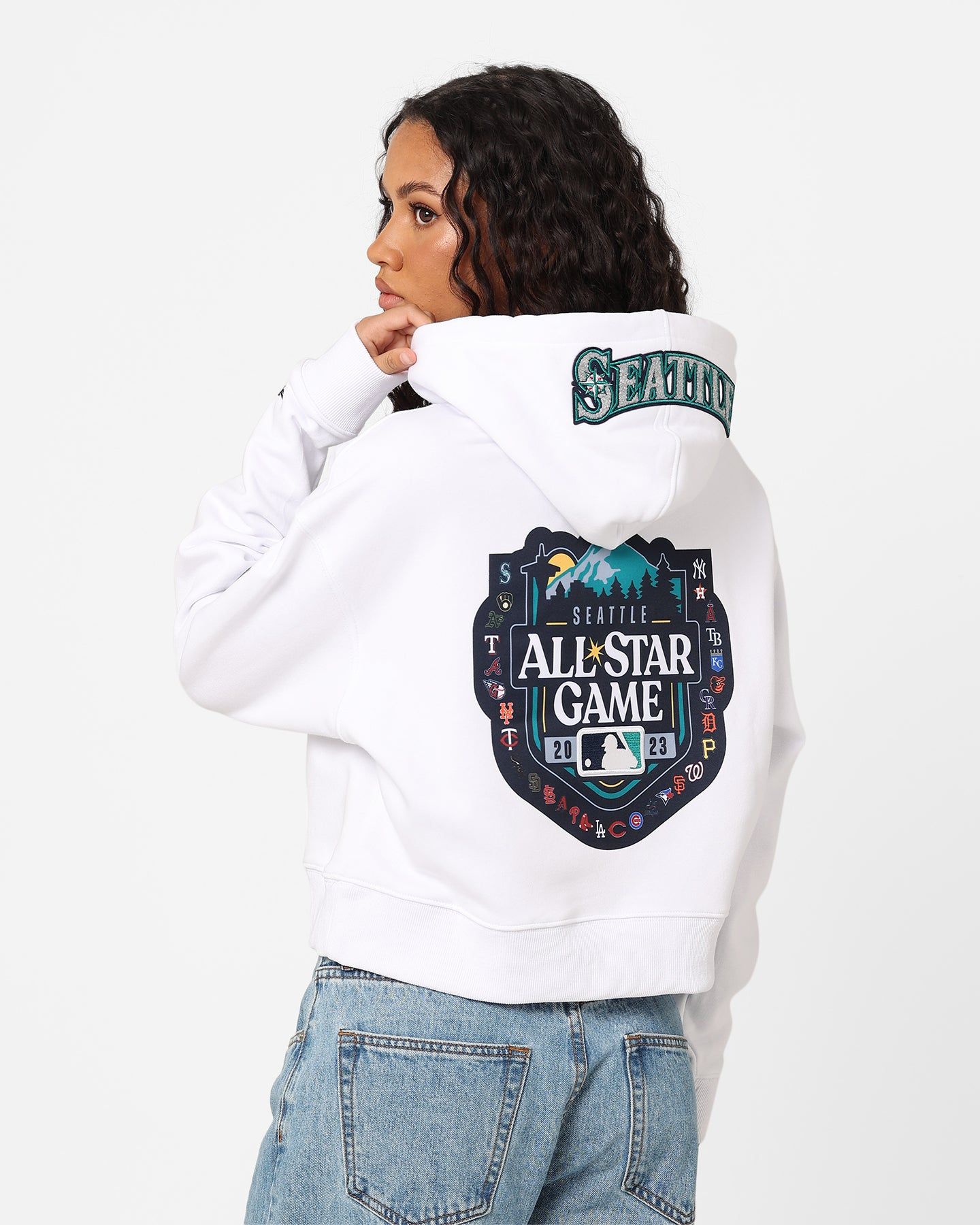 Pro Standard Women's MLB All Stars Cropped Hoodie White sold by Culture Kings