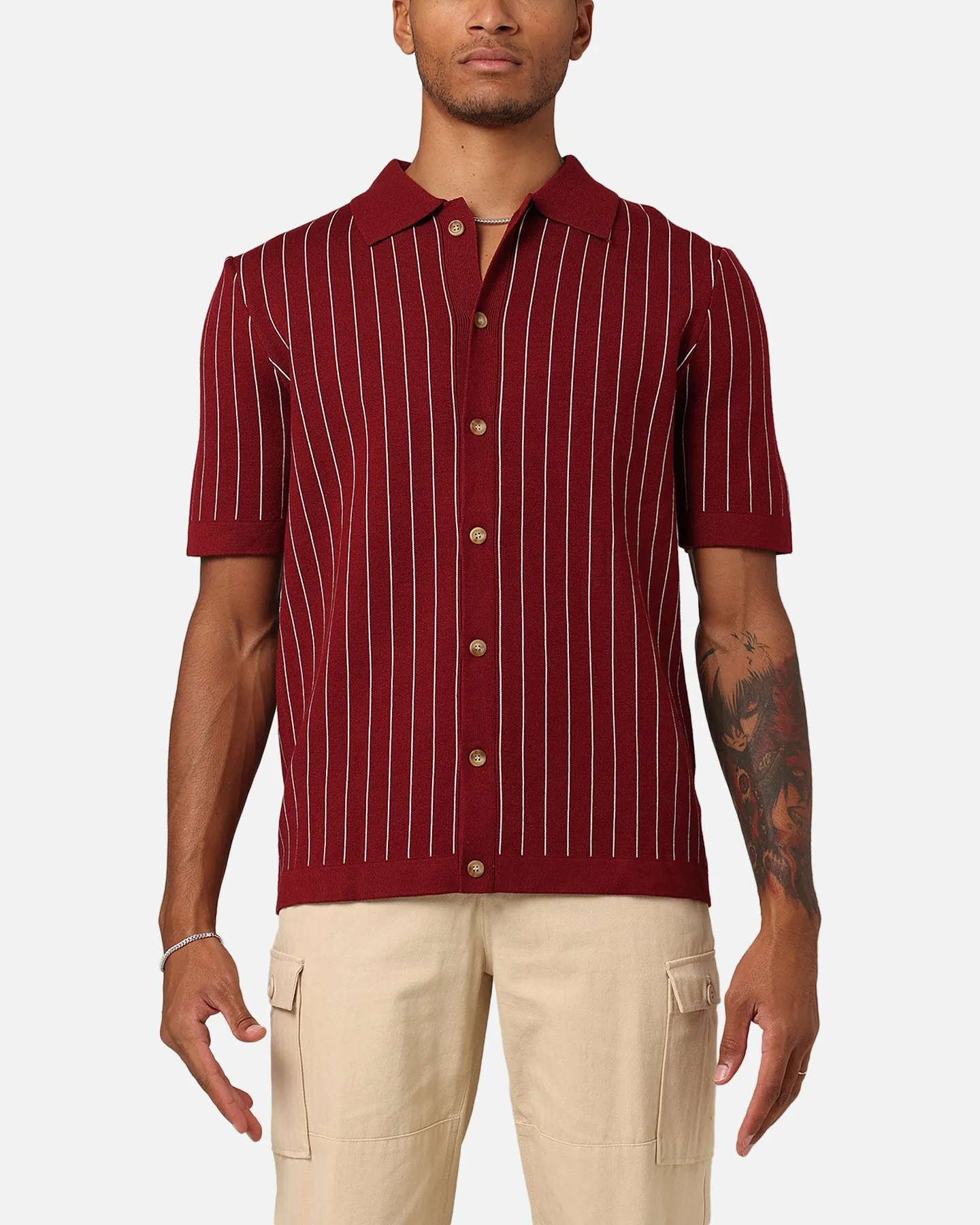 XXIII Nicholas Knit Button Up Shirt Deep Red sold by Culture Kings