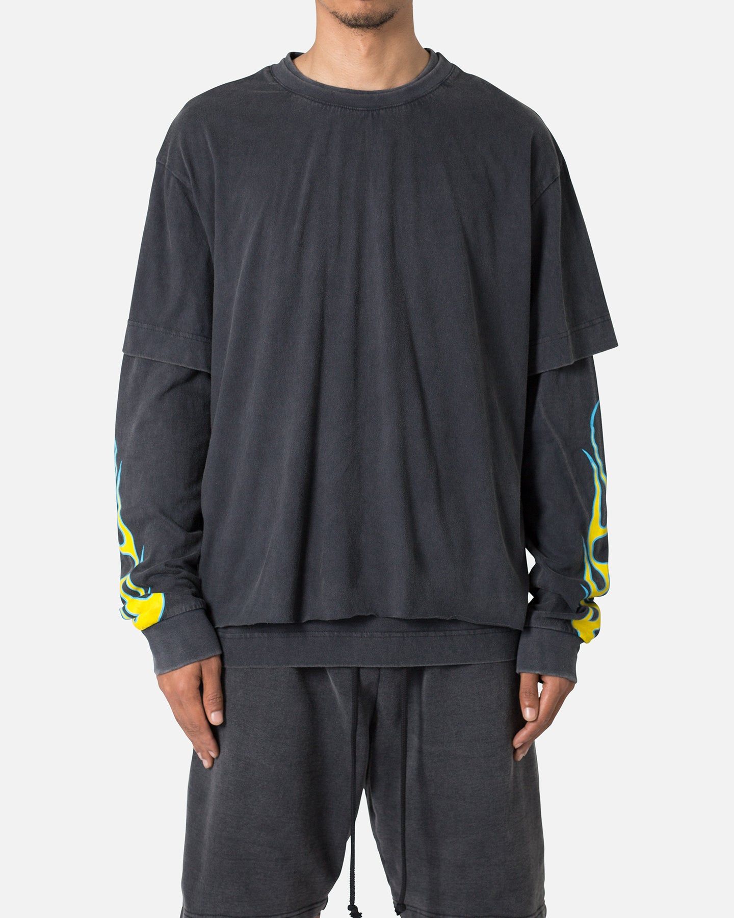 MNML Flame Double Layer Long Sleeve T-Shirt Black sold by Culture Kings