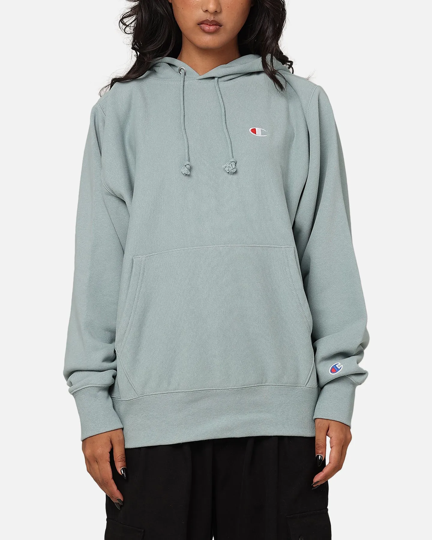 Champion Reverse Weave Terry Hoodie Sage Shimmer Green sold by Culture Kings