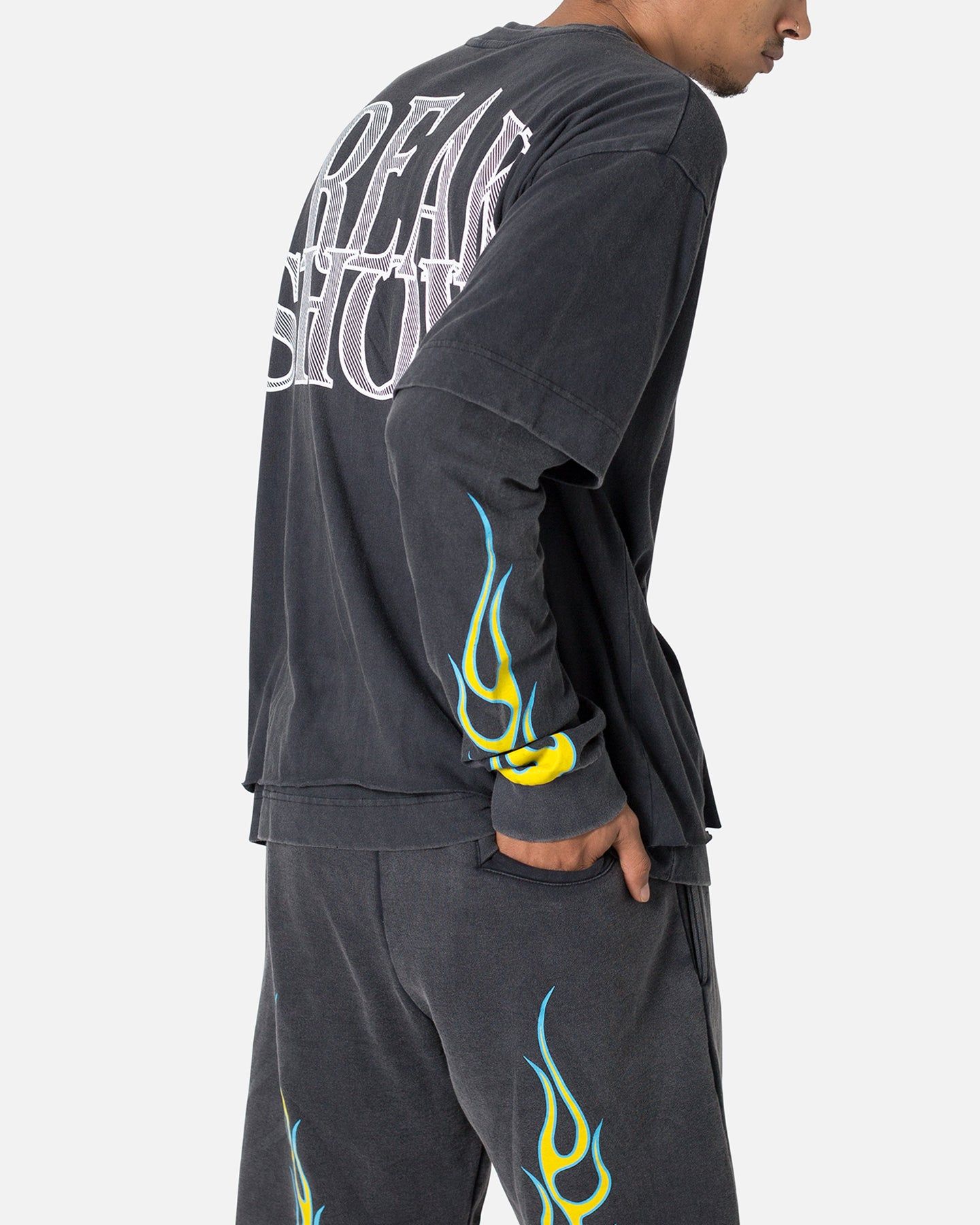 MNML Flame Double Layer Long Sleeve T-Shirt Black sold by Culture Kings product image thumbnail 3