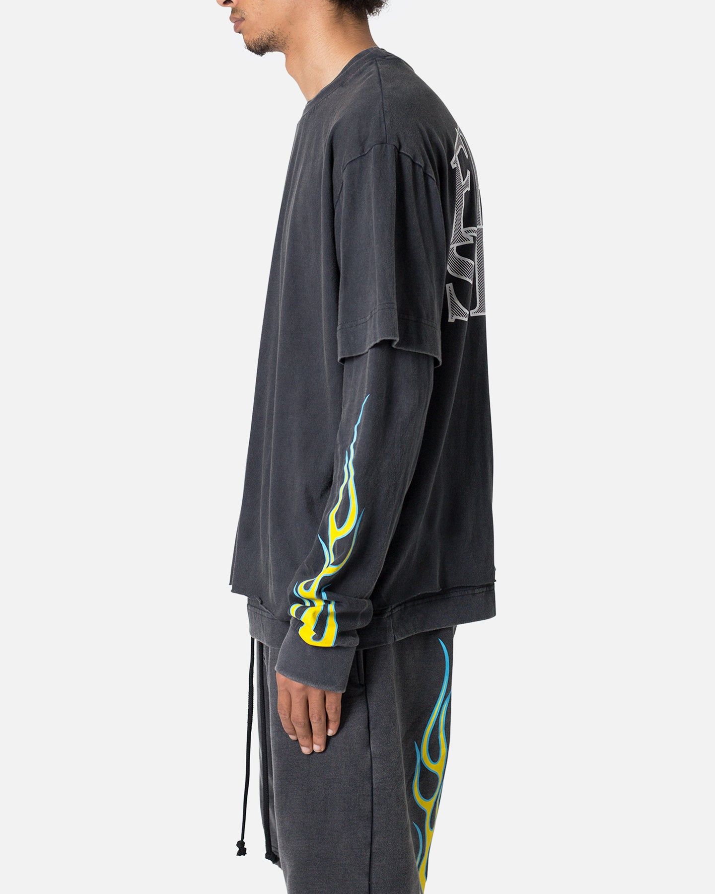 MNML Flame Double Layer Long Sleeve T-Shirt Black sold by Culture Kings product image thumbnail 5