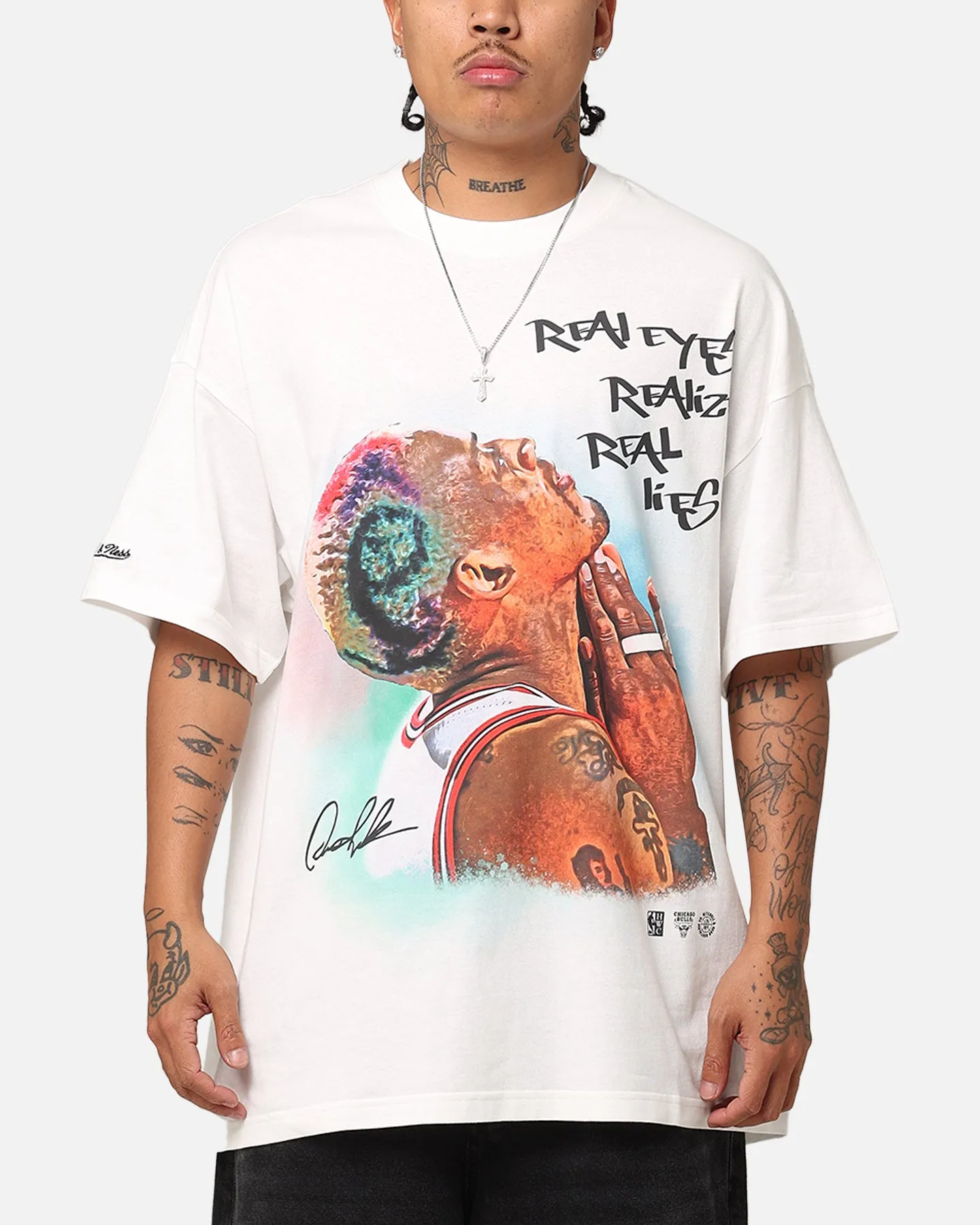 Mitchell & Ness Chicago Bulls Dennis Rodman Real Lies T-Shirt Vintage White sold by Culture Kings