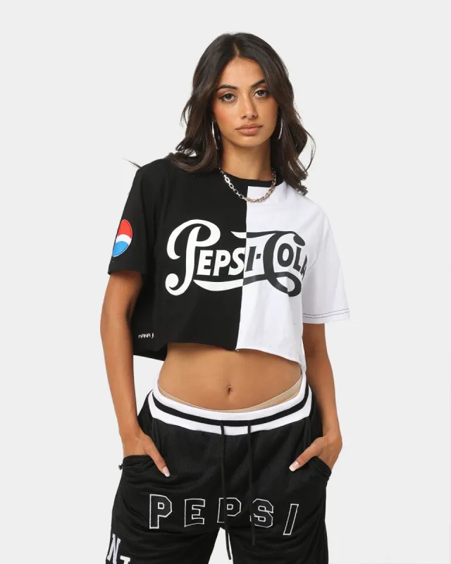 Nana Judy Women's Pepsi Crop Split T-Shirt Black/White made by Culture Kings