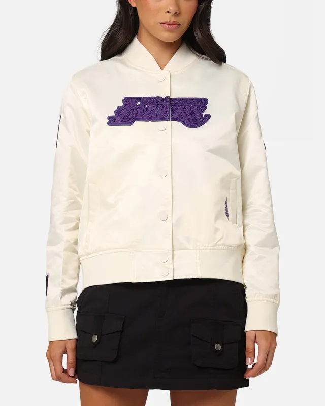 Pro Standard Women's Los Angeles Lakers Triple Tonal Satin Jacket Eggshell sold by Culture Kings