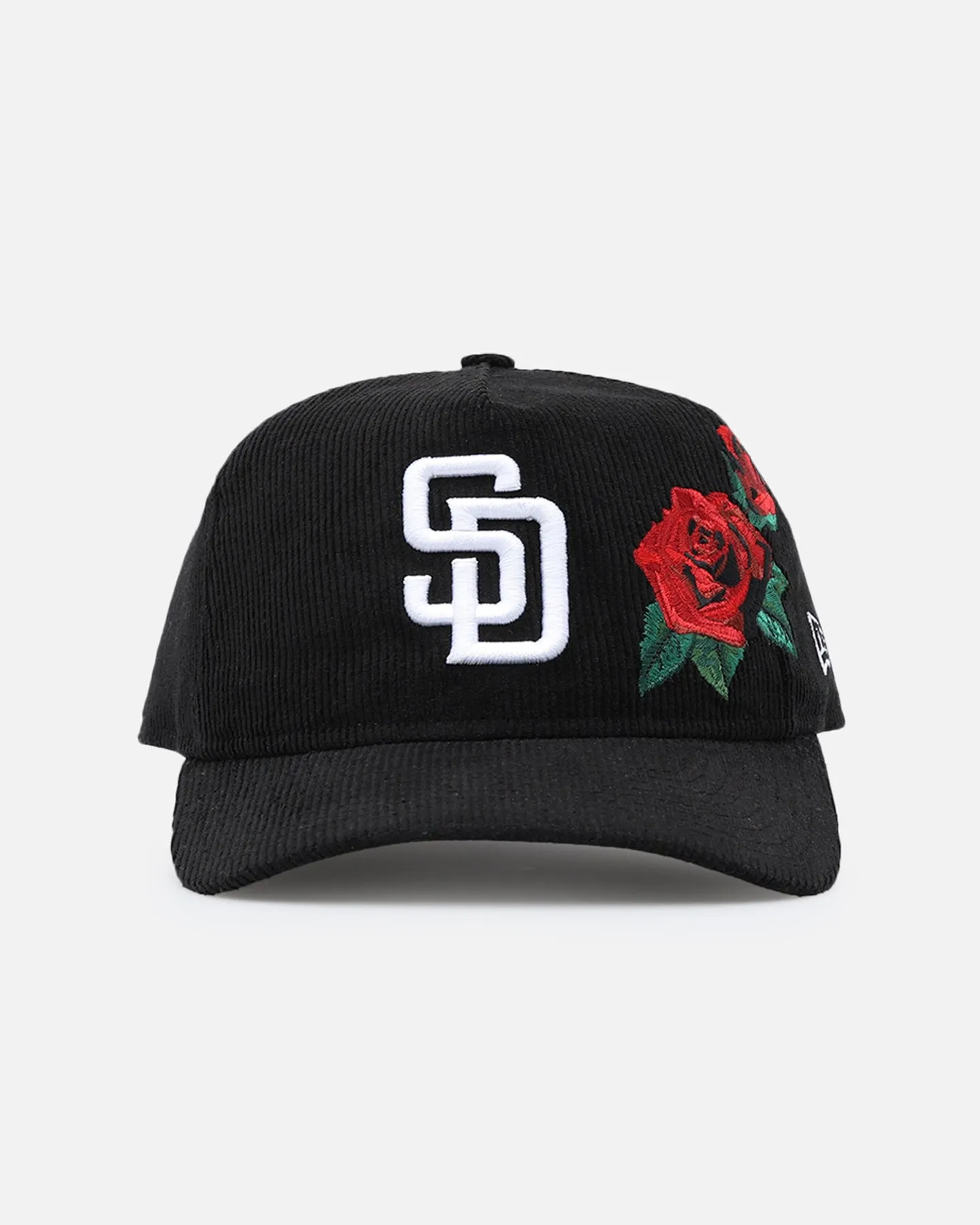 New Era San Diego Padres 'Corduroy Roses' Pre-Curved Golfer Snapback Black Corduroy/White sold by Culture Kings