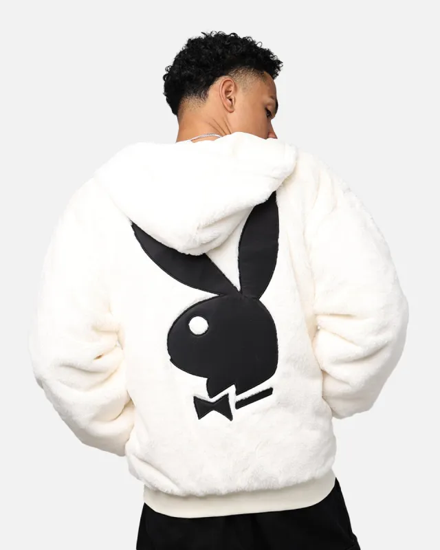 Playboy By Culture Kings Full Zip Faux Fur Bunny Hoodie Off White sold by Culture Kings