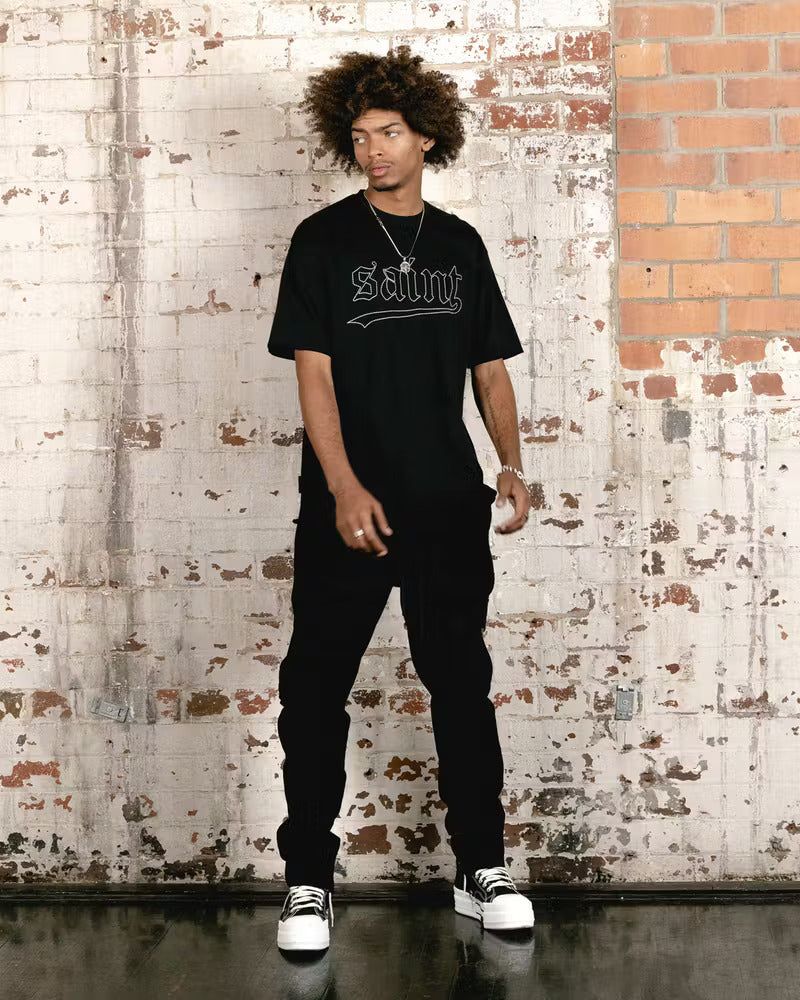 Saint Morta Allstar Embroidered Drop T-Shirt Black/White sold by Culture Kings product image thumbnail 2