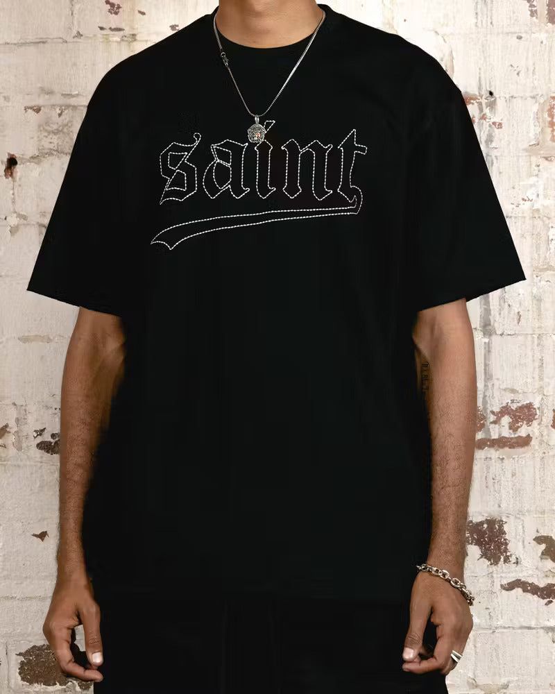 Saint Morta Allstar Embroidered Drop T-Shirt Black/White sold by Culture Kings product image thumbnail 3