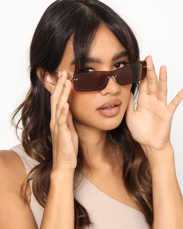 NUQE Razr Sunglasses Brown/Gold sold by Culture Kings