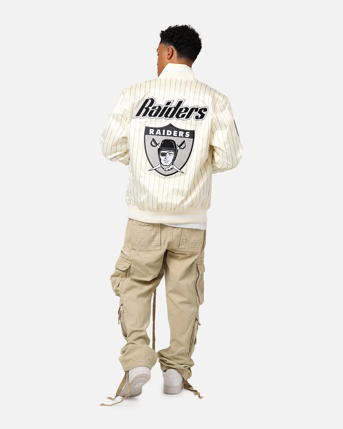 Pro Standard Las Vegas Raiders Pinstripe Satin Jacket Eggshell/Yellow sold by Culture Kings product image thumbnail 3