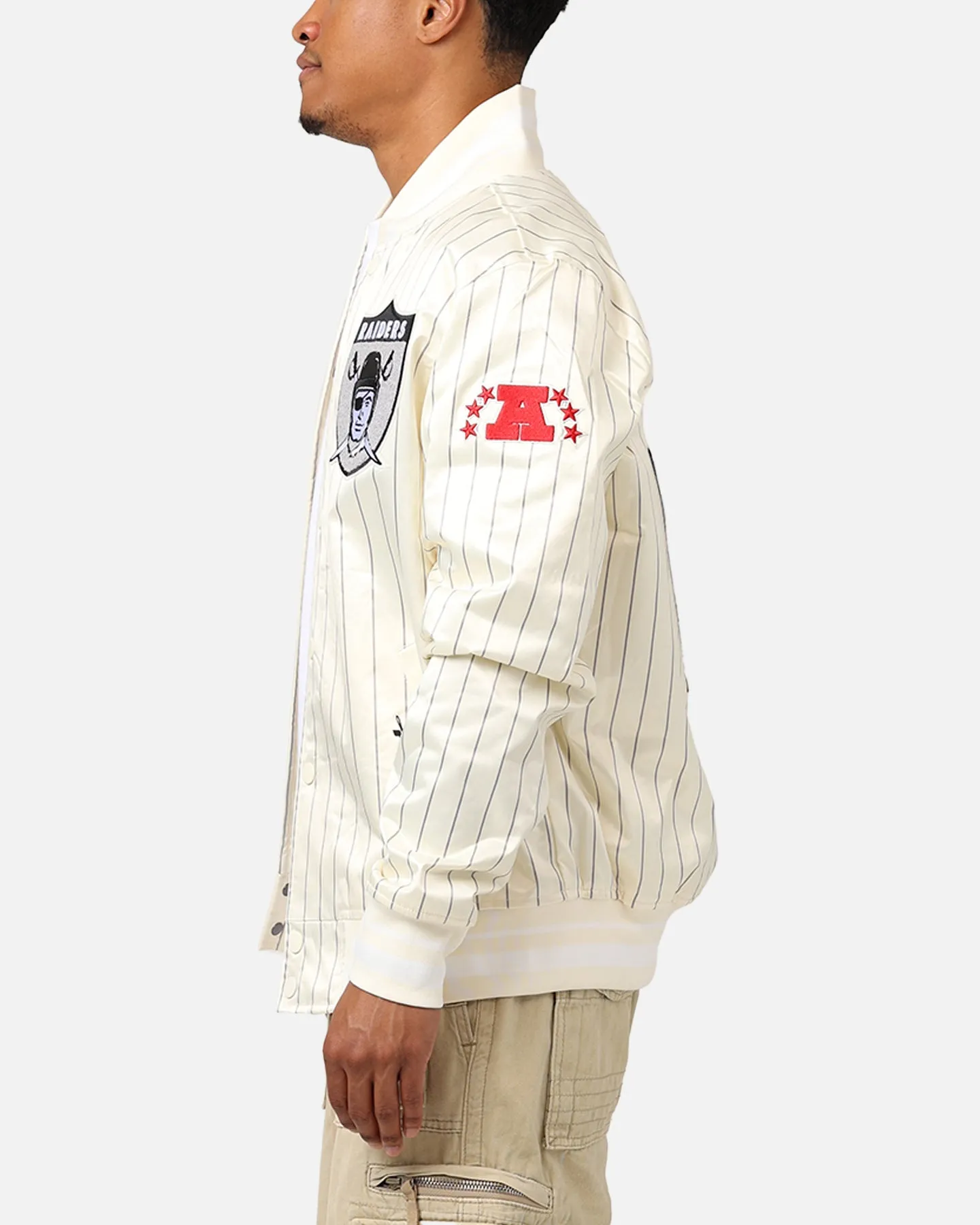 Pro Standard Las Vegas Raiders Pinstripe Satin Jacket Eggshell/Yellow sold by Culture Kings product image thumbnail 5