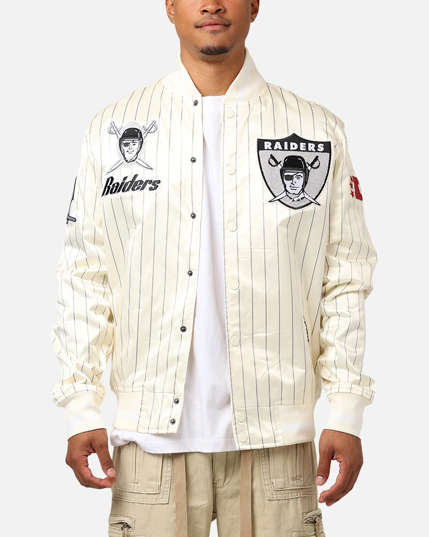 Pro Standard Las Vegas Raiders Pinstripe Satin Jacket Eggshell/Yellow sold by Culture Kings product image thumbnail 2