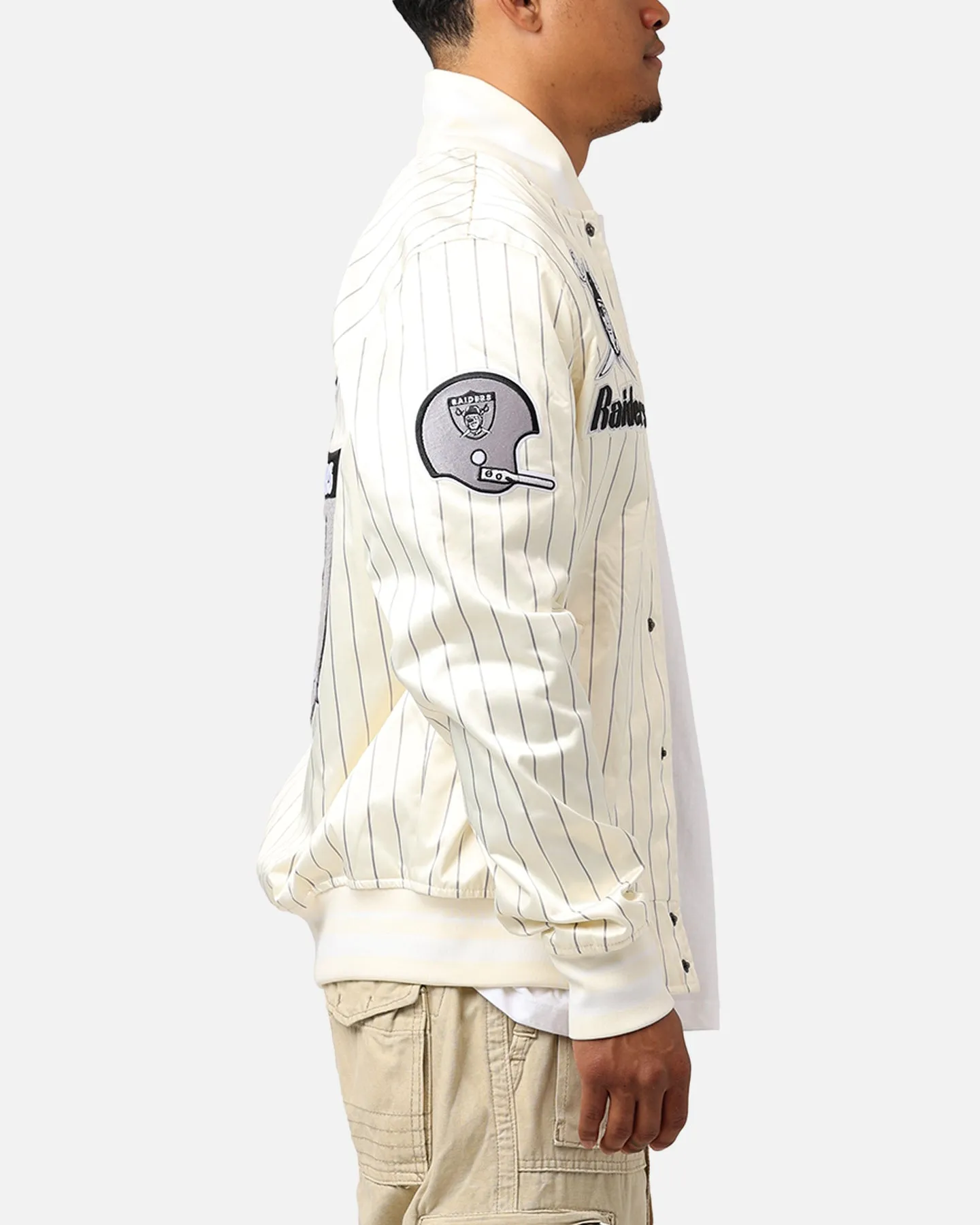 Pro Standard Las Vegas Raiders Pinstripe Satin Jacket Eggshell/Yellow sold by Culture Kings product image thumbnail 4