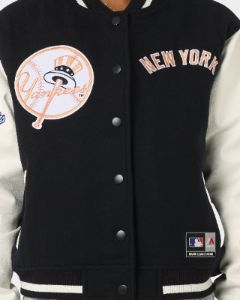 Majestic Athletic Women's New York Yankees Team Wordmark Melton/PU Jacket French Navy sold by Culture Kings