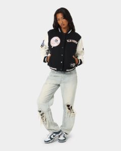 Majestic Athletic Women's New York Yankees Team Wordmark Melton/PU Jacket French Navy sold by Culture Kings
