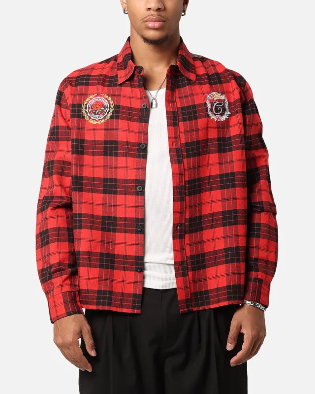 Carre Academy Long Sleeve Button Up Shirt Red Tartan sold by Culture Kings