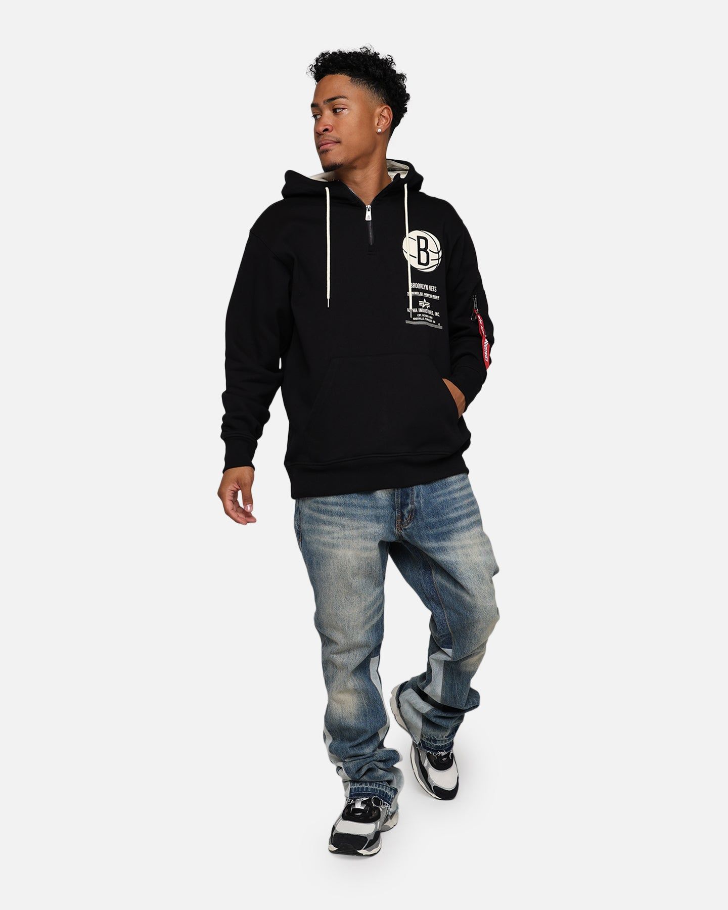 New Era X Alpha Industries Brooklyn Nets Zipper Hoodie Black sold by Culture Kings product image thumbnail 3