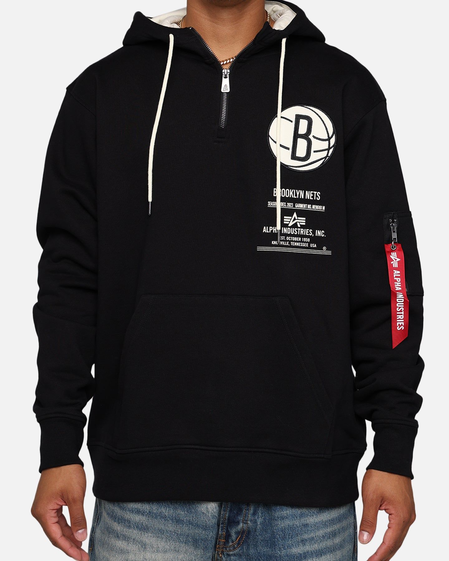 New Era X Alpha Industries Brooklyn Nets Zipper Hoodie Black sold by Culture Kings product image thumbnail 4