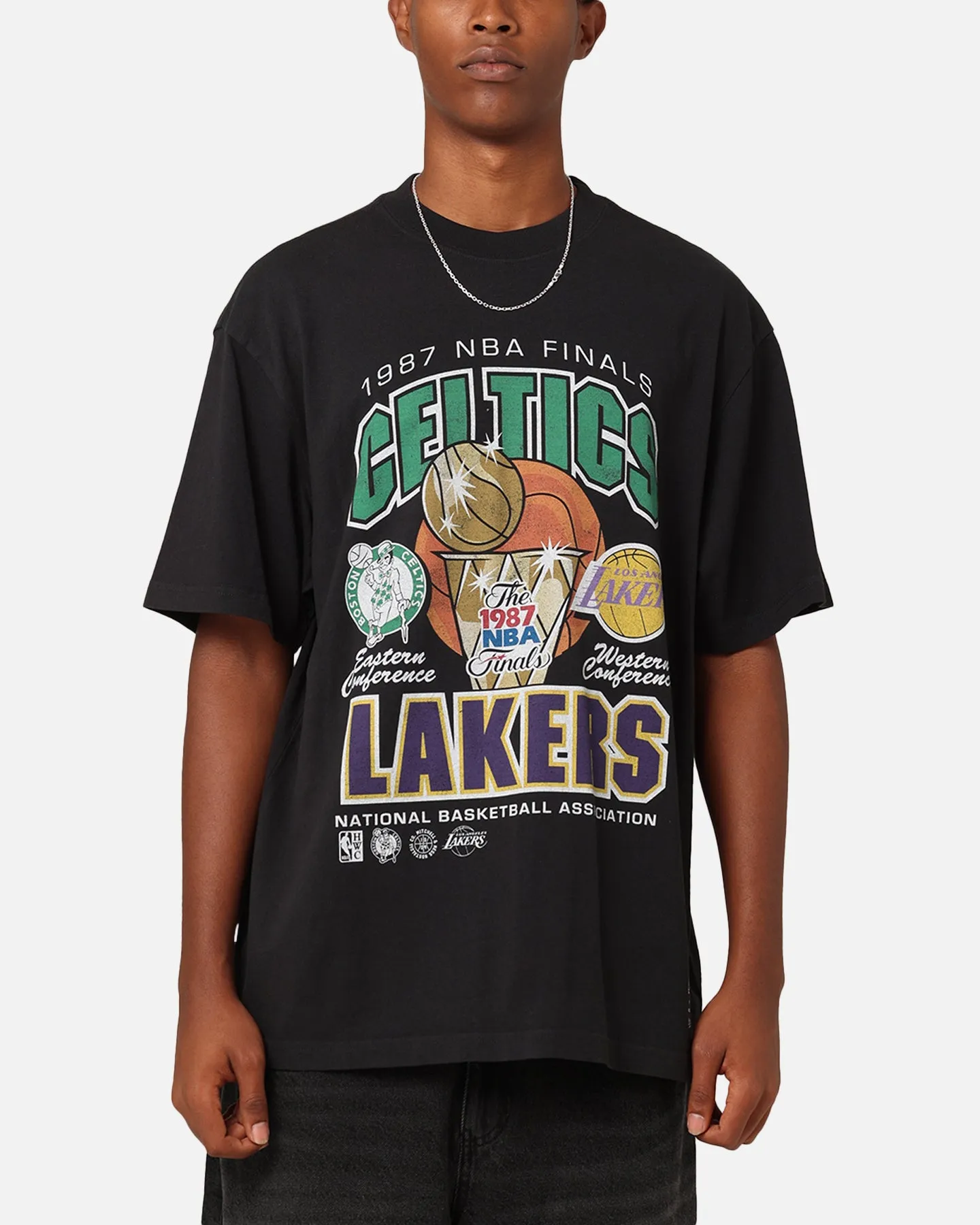 Mitchell & Ness Boston Celtics Vs. Los Angeles Lakers 1987 Finals T-Shirt Faded Black sold by Culture Kings
