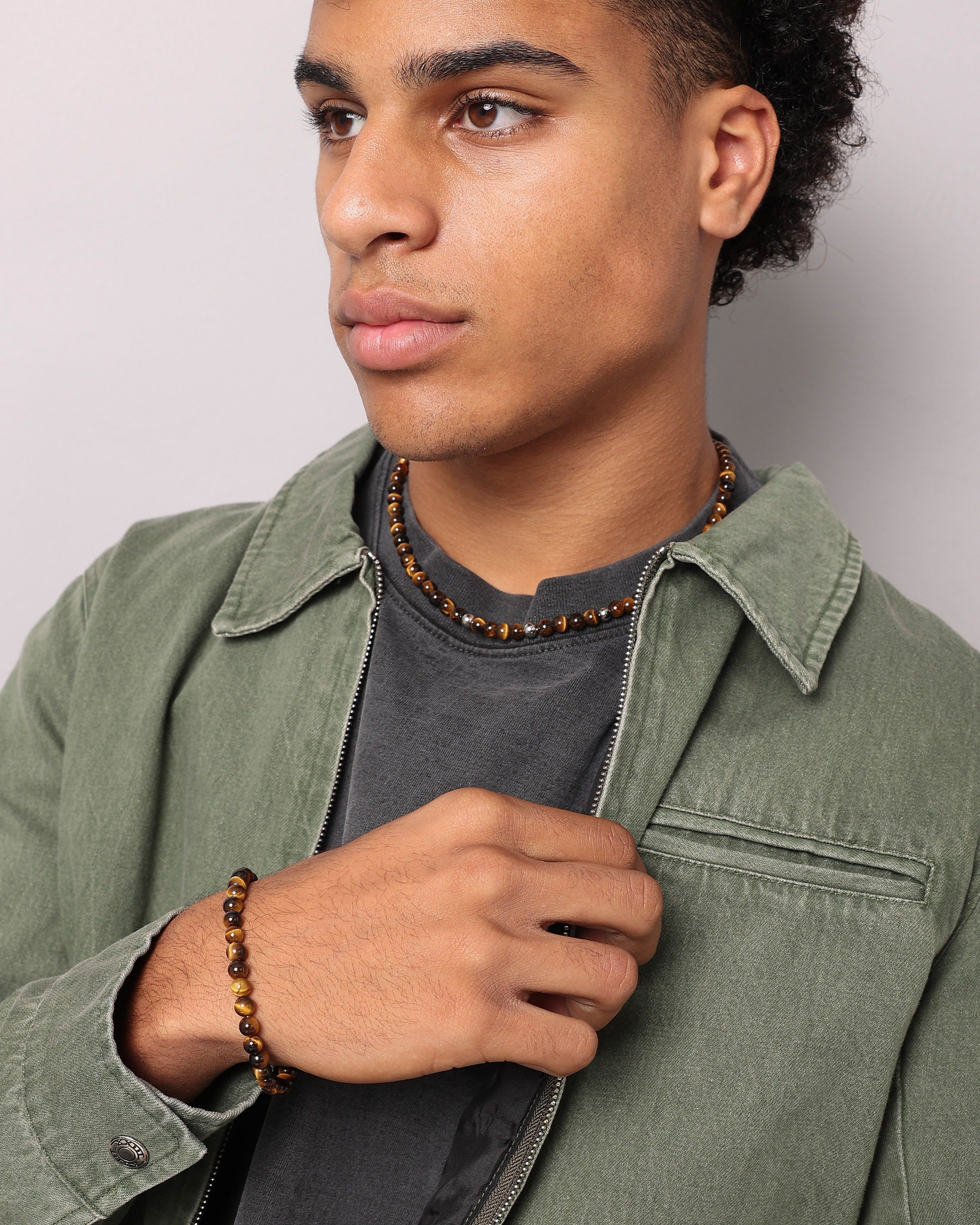 NXS Tiger Eye Bracelet Steel/Brown sold by Culture Kings product image thumbnail 2