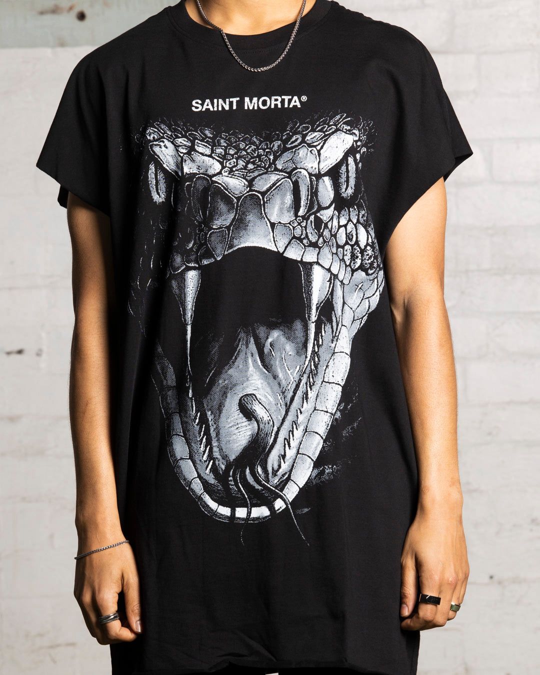 Saint Morta Snake Eyes Cutoff Bat T-Shirt Black/White sold by Culture Kings product image thumbnail 3