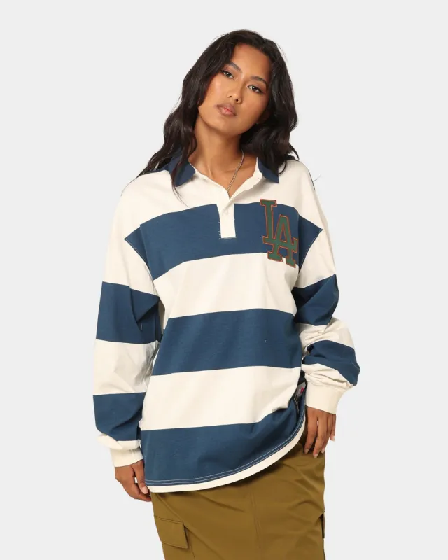Majestic Athletic Los Angeles Dodgers Vintage Athletic Stripe Rugby Jersey Vintage White/French Blue sold by Culture Kings
