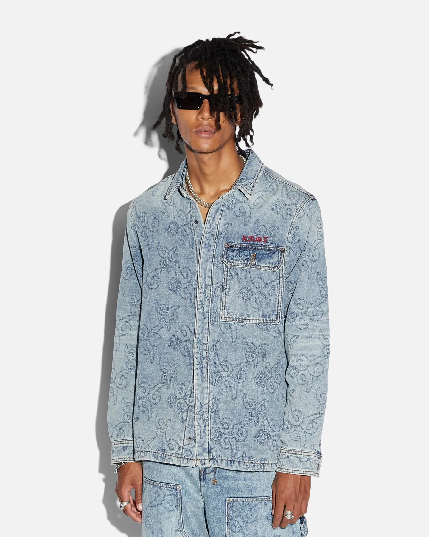 Ksubi X Juice Wrld K9 Stone Quilted Long Sleeve Shirt Denim sold by Culture Kings