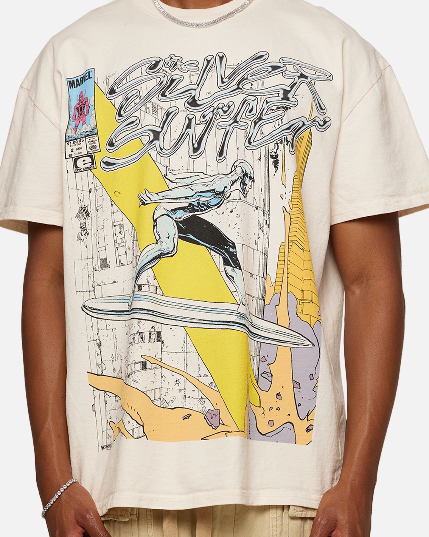 Marvel Silver Surfer Heavyweight T-Shirt Off White sold by Culture Kings product image thumbnail 4