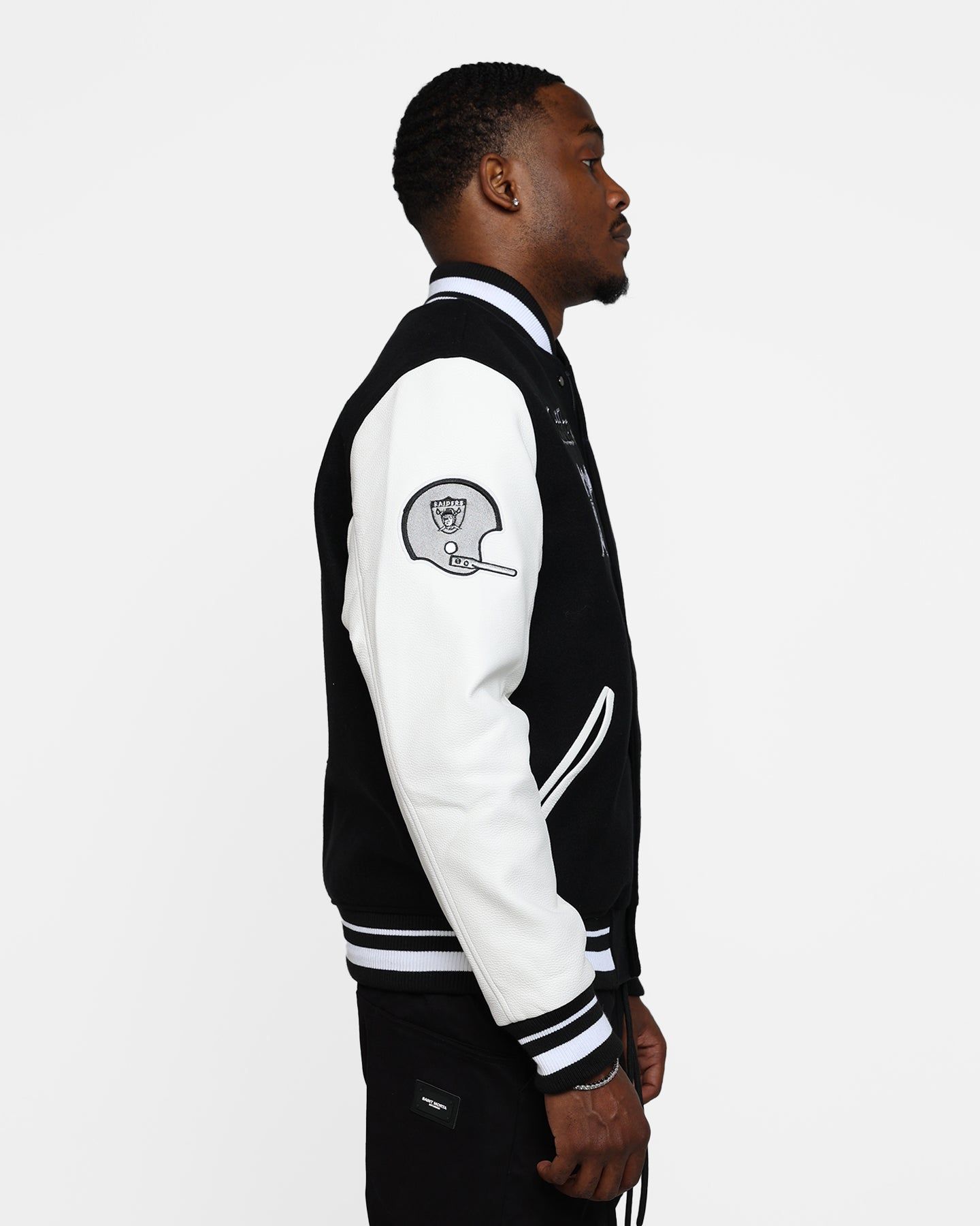 Pro Standard Oakland Raiders Wool Varsity Jacket Black/White sold by Culture Kings product image thumbnail 6